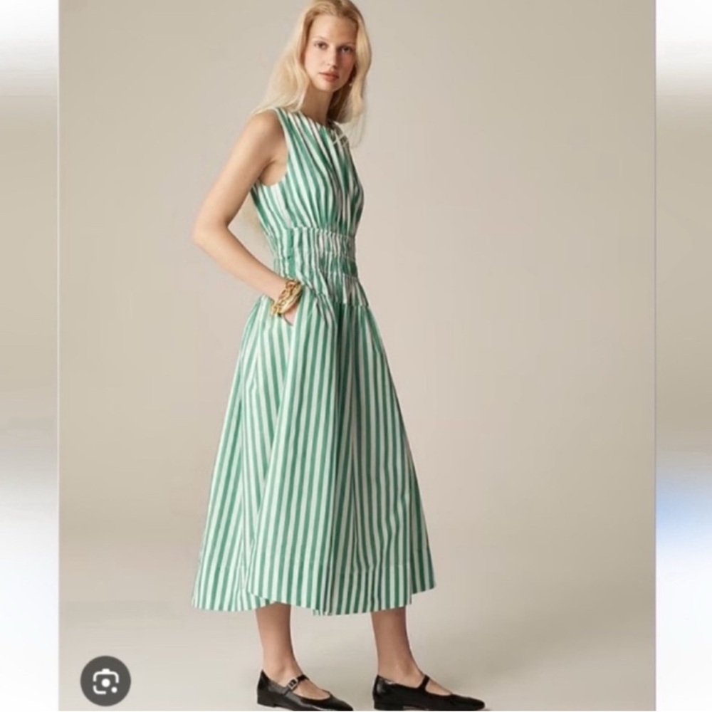Green Striped Sleeveless Dress